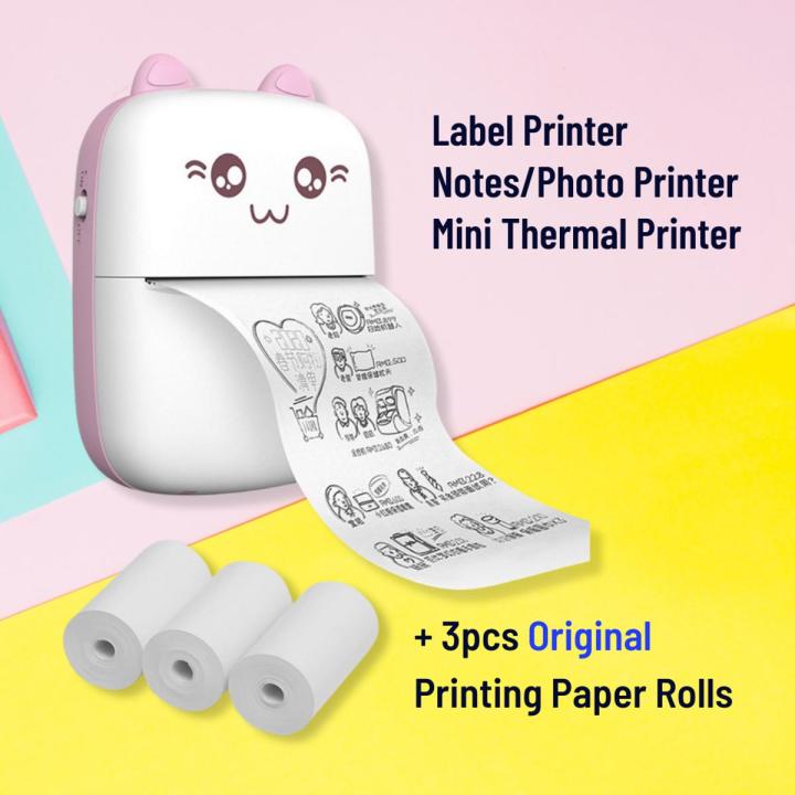Portable Mini Thermal Printer 58mm Bluetooth Printer for printing Photo Label DIY Handcraft List Memo Notes Journal Receipt Instant Printer, Nadra-C9-Pink-Mini-3-Roll