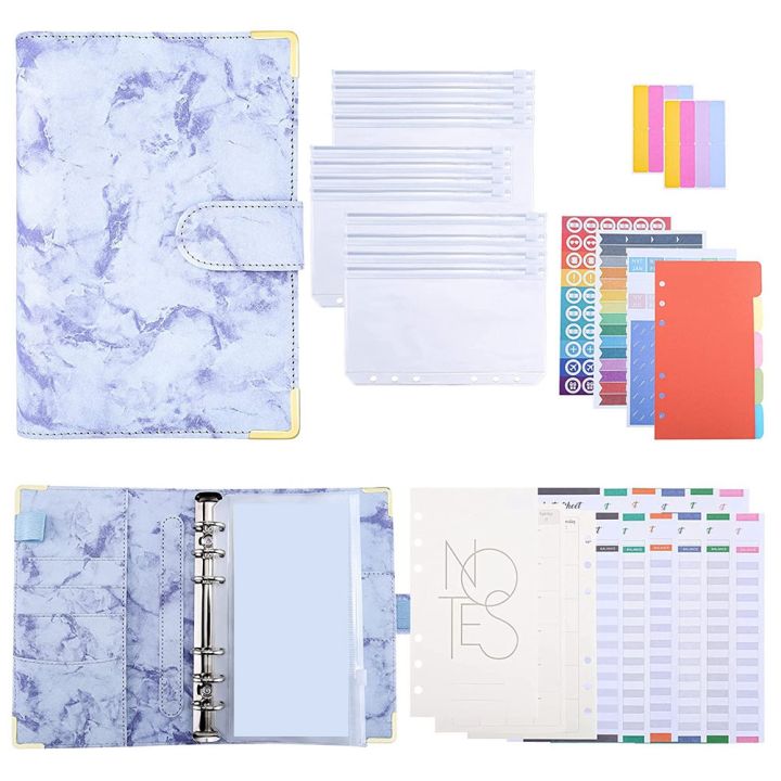 49Pc Budget Binder, Marble Print PU Binder Budget Planner Organizer with Envelopes,Expense Budget Sheets,for Budgeting D