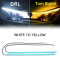 2pcs Led DRL Turn Signal Light Strip Flexible Waterproof Auto Headlight Surface Decorative Lamp Car Daytime Running lights 12v. 