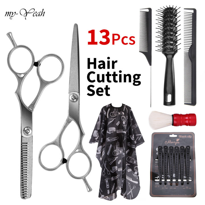 Myyeah Professional Hairdressing Kit Hair Cutting Barber Salon Hairdresser Tool Rat Tail Comb Cape Hair Cutter Comb Set