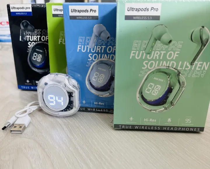 Ultrapods%20Pro%20True%20Wireless%20Earbuds%20with%20Display%20Transparent%20Design,%20Bluetooth%205.3%20Water%20Proof%20-%20Image%202