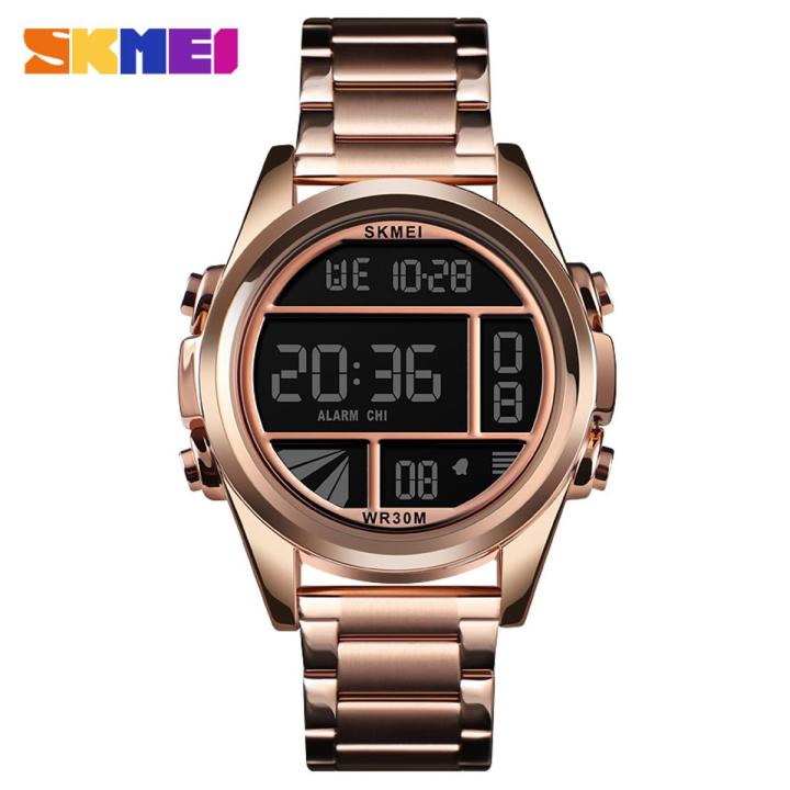 SKMEI SK1448S RoseGold Stainless Steel Digital Watch For Men - RoseGold