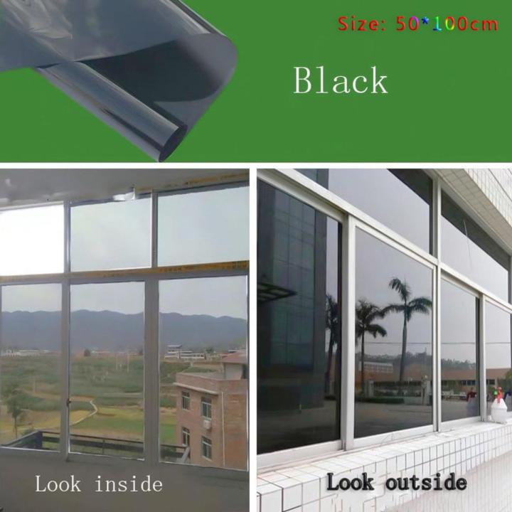 One-way Glass Self Adhesive Mirror Window Film DIY Reflective Insulated Foil Privacy for Home Office Decor Stickers Black
