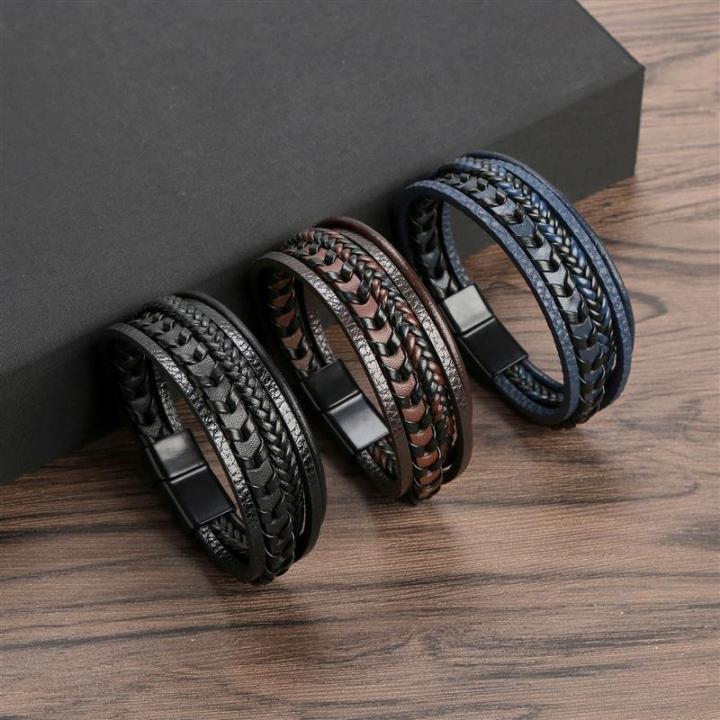 Jiayiqi Fashion Braided Rope Woven Multilayer Leather Men