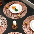 Sea Flower Placemat | Round PVC Dining Mat | Heat-Resistant Table Pad | Non-Slip Table Protector  15 Inch Woven Plastic Table Mats | | Elegant Wedding Tableware | Festival Dining Table Mat | Luxury Gold Table Decor |  Model PM 1007 by Pizeon Luxury Linens. 