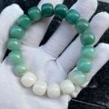 Seiko Flat Mouth Natural White Jade Bodhi Gradient Floating Flowers Old Barrel Beads Single Circle Bracelet Pliable Temperament Men and Women Rosary. 