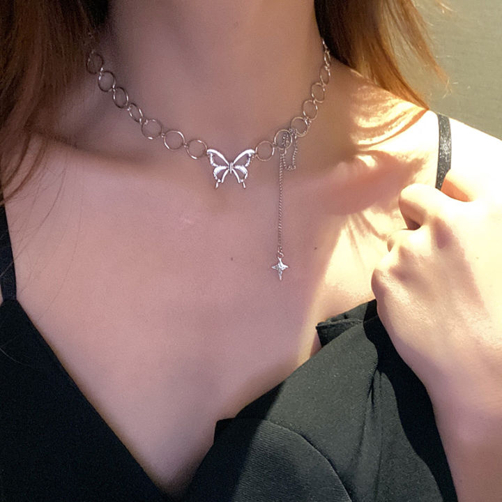 Butterfly Choker Necklace Women Fashion Stainless Steel Chain Star necklace for party Daraz .bd