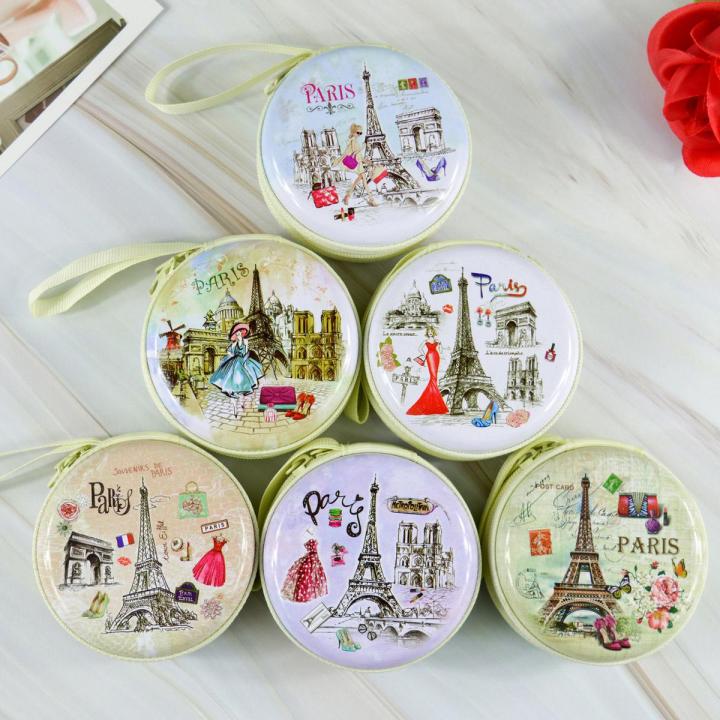 Small Size Iron Tower Cartoon Circular Coin Bag Key Bag Headphone Bag Small Purse For Women Imported From China