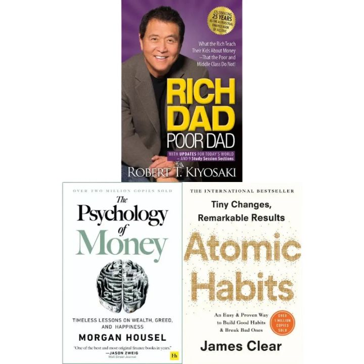 (Rich Dad Poor Dad + Atomic Habits + The Psychology of Money) 3 Books ...