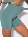 ATHVOTAR Women Sports Shorts Seamless Knit Ribbed Cycling Shorts Female Pants Push Up Elastic Summer Fitness Gym Shorts.