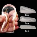 1Pair Silicone Gel Height Increase Shoe Insoles Invisible Soft 1~3cm Heel Insert Pad Portable Lift Up Taller Shoe Accessories. 