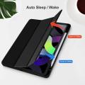 Premium Flip Case for Apple iPad Air 11-inch M3/M2 (2025/2024), iPad Air 5th/4th Generation (2022/2020) 10.9-inch with Pencil Holder, Trifold Stand with Soft TPU Back Cover, Auto Sleep/Wake,Black,Navy Blue. 
