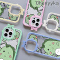 Chenyyka For Xiaomi Redmi 9A Redmi 9I Case Cartoon Cute Green Dinosaur Shockproof Clear Phone Cases Little Monster Camera Lens Protective Cover Silicone Transparent Soft Case. 