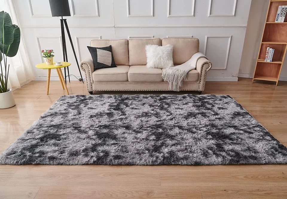 Gray Carpet for Living Room Plush Rug Bed Room Floor