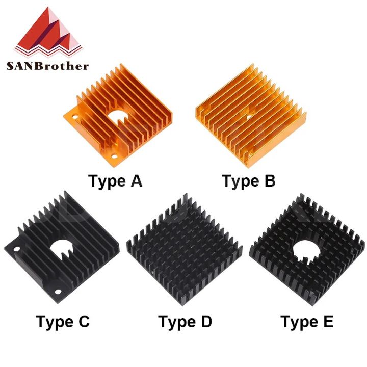3D Printer Aluminum Motor Heatsink Black Gold Radiator 40 x 40 x 10mm ...