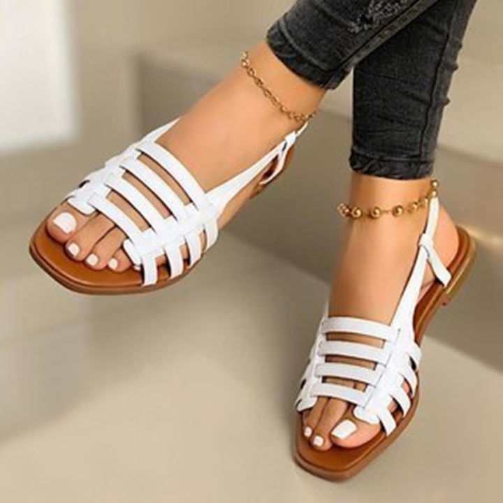 wish foreign trade new summer 2023 flat round toe cross-border casual sandals women's plus size 40-43 Sandals