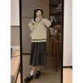 Three Piece Set/Single-Piece College Style Spring and Autumn New Knitted Vest Sweater Female Students+Shirt+Pleated Skirt. 