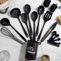 Pink 18Pcs Food Grade Silicone Kitchen Cookware Utensils Turner Spatula Measuring Spoon Practical Cooking Tool Kitchenware Set.
