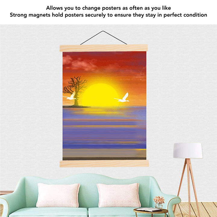 Magnetic%20Poster%20Frame%20Hanger%20Reusable%20Easy%20To%20Install%20Easy%20Operation%20Wood%20Poster%20Hanger%20Pine%20Replaceable%20for%20Maps%20for%20Pictures%20-%20Image%205