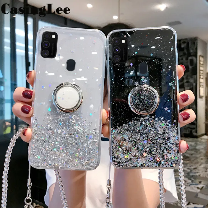 Casinglee%20for%20Samsung%20Galaxy%20M21%20case%20Shiny%20Ring%20Glitter%20Soft%20Transparent%20Holder%20Stand%20Back%20cover%20with%20String%20for%20Samsung%20M21%20Phone%20cases%20cover%20Stars%20Moon%20Girls%20-%20Image%202