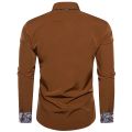 Brown Solid Casual Shirts For Men Blue Paisley Color Contrast Fashion Dress Shirt Luxury Designer Men Clothing. 