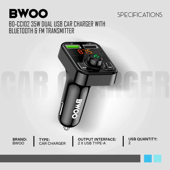 BWOO%20BO-CC102%2035W%20Dual%20USB%20Black%20Car%20Charger%20With%20Bluetooth%20&%20FM%20Transmitter%20-%20Image%203
