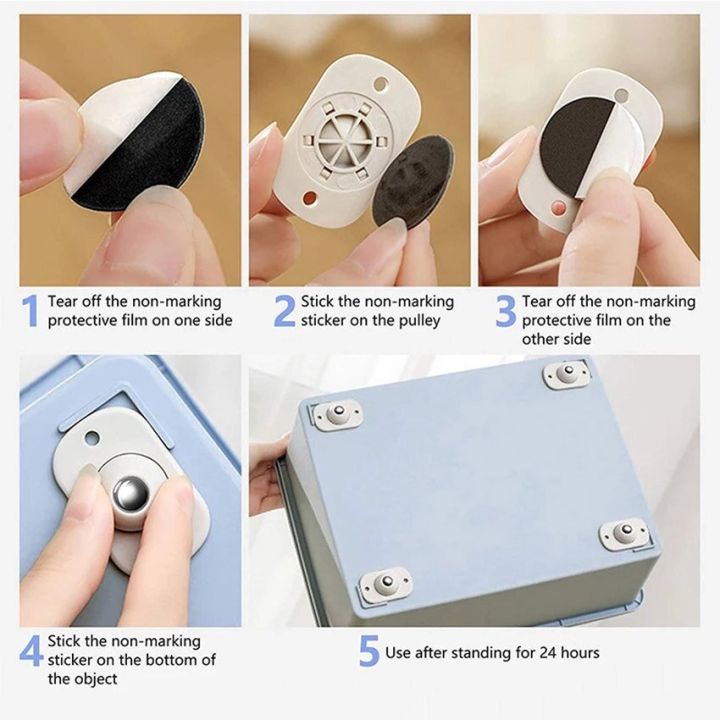 4Pcs%20Universal%20Self-Adhesive%20Furniture%20Wheel%20Directional%20Roller%20For%20Under%20Bed%20Garbage%20Can%20Cabinet%20Drawer%20Storage%20Box%20Trash%20Pulley%20Foot%20Pad%20-%20Image%203