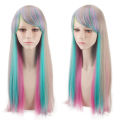 Internet celebrity cute wig female air bangs long straight hair light blonde long hair foal natural fluffy full hood. 