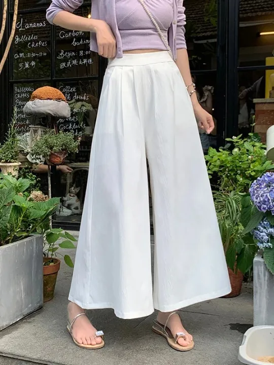 2025%20Autumn%20Women's%20High%20Waist%20Wide%20Leg%20Pants%20Elegant%20Trousers%20Korean%20Cotton%20Linen%20Skirts%20White%20:%202025.%20-%20Image%206
