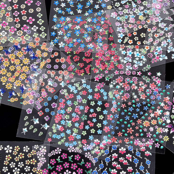 Cross border henna flower nail stickers, nail stickers, cute cherry blossom nail stickers, 3D adhesive filling, coloring nail stickers for kids