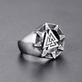 Norse Mythology Viking Triangle Logo Ring Titanium Steel Ring Badge Symbol Men's Ring. 