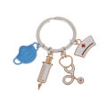 Doctor Keychain Medical Tool Key Ring Syringe Stethoscope Nurse Cap Key Chain.
