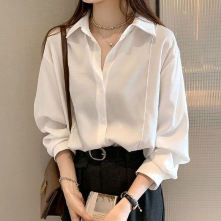 White Shirt Women's Spring and Autumn New Fashion Design Korean Style Top  Young Long Sleeve Bottoming Bandage Dress Shirt Coat