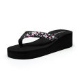 2024 summer fashion small floral flip-flops women's wedge heel platform clip flip sandals wholesale wholesale.