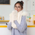 Women Thick Wool collar Hat Ear Protectors Warm Plush Hat Scarf Gloves Set. 