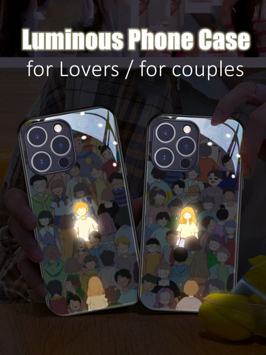【Buried Buzie】You Are My Shine Lovers Couples Gift LED Light Glowing Luminous Phone Case for iPhone 11 12 13 14 15 X Xs Xr Mini Pro Max Plus
