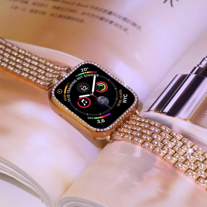 New-%20xDfind%20Bling%20Diamond%20Jewelry%20Metal%20Watch%20Band%20with%20Case%20For%20Apple%20Watch%20Series%2038mm%20-%20Image%205