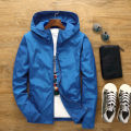 Men Windbreaker Solid Color Strong Wrinkle Resistance Windbreaker.