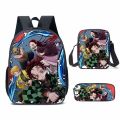 New Demon Slayer Anime Backpack Kamado Tanjirou Student School Bags Kimetsu No Yaiba Bags Girls Boys Three-Pieces Notebook Bag. 