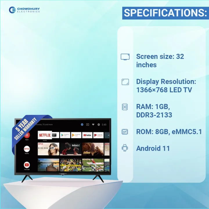 32"%20ROWA%2032S52%20%7C%20Android%2011%20Voice%20Control%20LED%20TV%20%7C%2032S52%20-%20Image%203