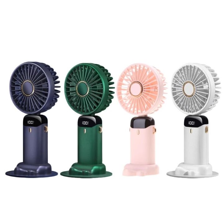 Portable Handheld Fan 5 Speeds 3000mAh Mini Pocket Fan Rechargeable 2.5W Powerful Wind Phone Holder Design Fans
