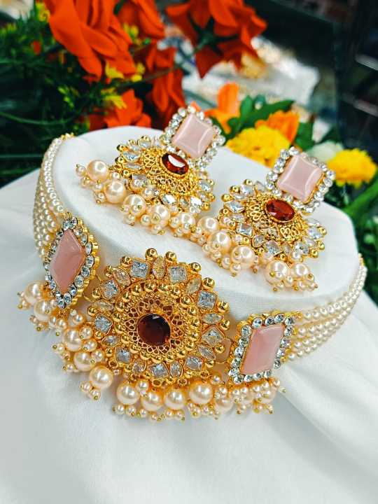 New%20South%20Indian%20Gold%20Plated%20Fashion%20Jewellery%20Nice%20Purl%20Choker%20Necklace%20for%20Women%20&%20Girls%20-%20Image%203