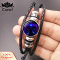 (New)Punk Uniex 12 Contulation Charm Multilayer Braid Faux Leather Bracelet.