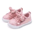 Spring Princess Sport Shoes For Girls Korean Style Sequins Bow Fashion Footwear Soft-soled Toddler Shoes For Baby Girls Sneakers.