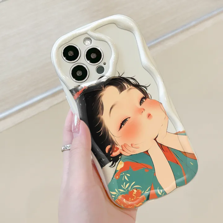 Hontinga%20for%20Realme%20C21Y%20C25Y%20Back%20Back%20Cover%20Cute%20Lovely%20Girl%20Cream%20Texture%20Wavy%20Edge%20Soft%20Phone%20Case%20-%20Image%207