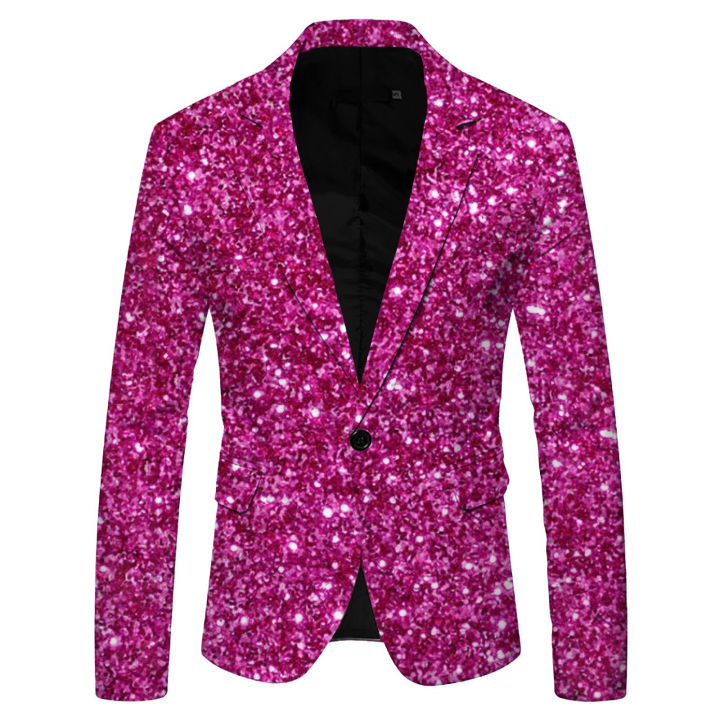 Shiny%20Sequin%20Suit%20Jacket%20Men'S%20Stage%20Performance%20Coat%20Blue%20Red%20Purple%20Blazers%20V-Neck%20Nightclub%20Tuxedo%20Wearhouse%20-%20Image%202