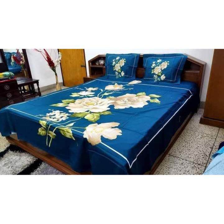 Stylish and Elegant Digital Home Tex Cotton 8.5/7.5 Feet Double Size Bedsheet with Two Pillow Covers - A Bed Sheet that Embodies Elegance