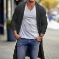 2024 Autumn Men's Knitted Cardigan Casual Long Sweaters Male Long Sleeve Outerwear Solid Color Loose Streetwear Knit Jacket. 