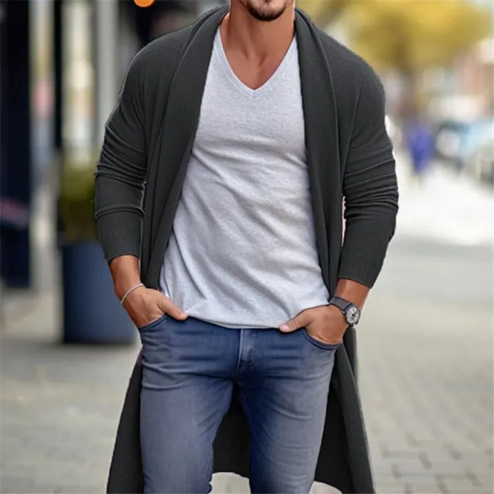 2024%20Autumn%20Men's%20Knitted%20Cardigan%20Casual%20Long%20Sweaters%20Male%20Long%20Sleeve%20Outerwear%20Solid%20Color%20Loose%20Streetwear%20Knit%20Jacket%20-%20Image%204