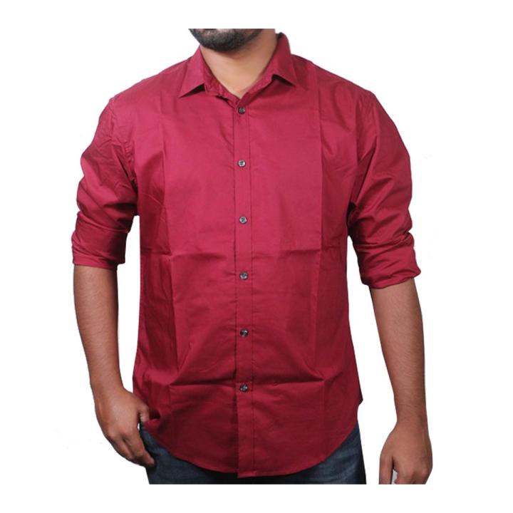 Maroon Long Sleeve Stretchable Casual Shirt for Men
